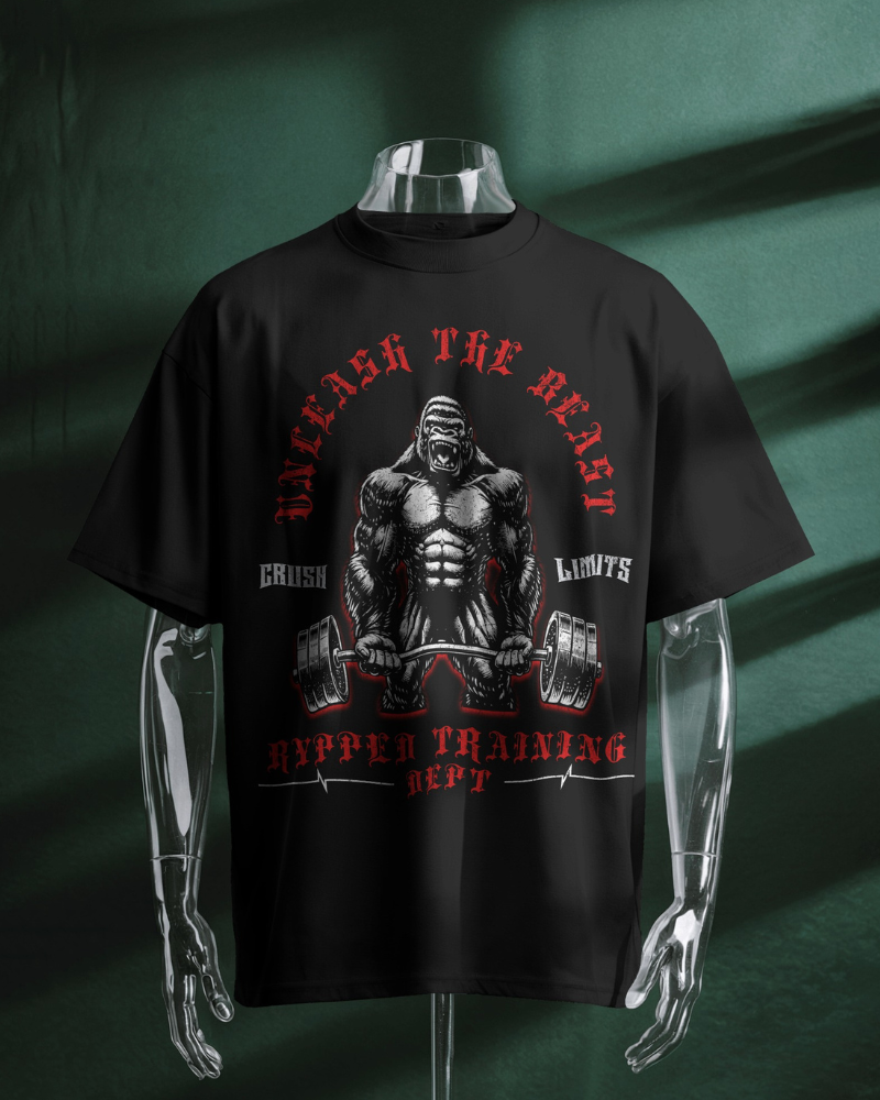 THE BEAST- TERRY OVERSIZED TSHIRT(BLACK)