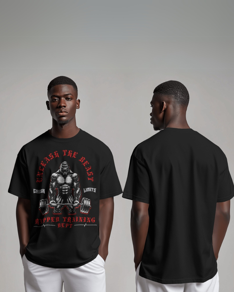 THE BEAST- TERRY OVERSIZED TSHIRT(BLACK)