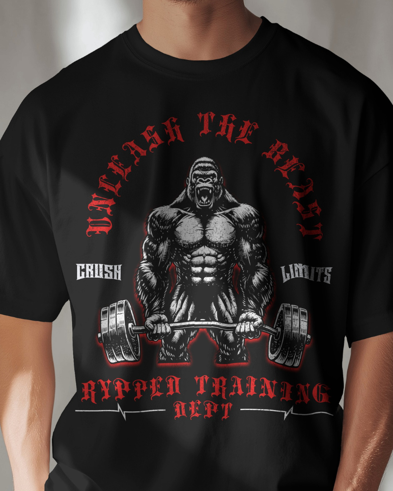 THE BEAST- TERRY OVERSIZED TSHIRT(BLACK)