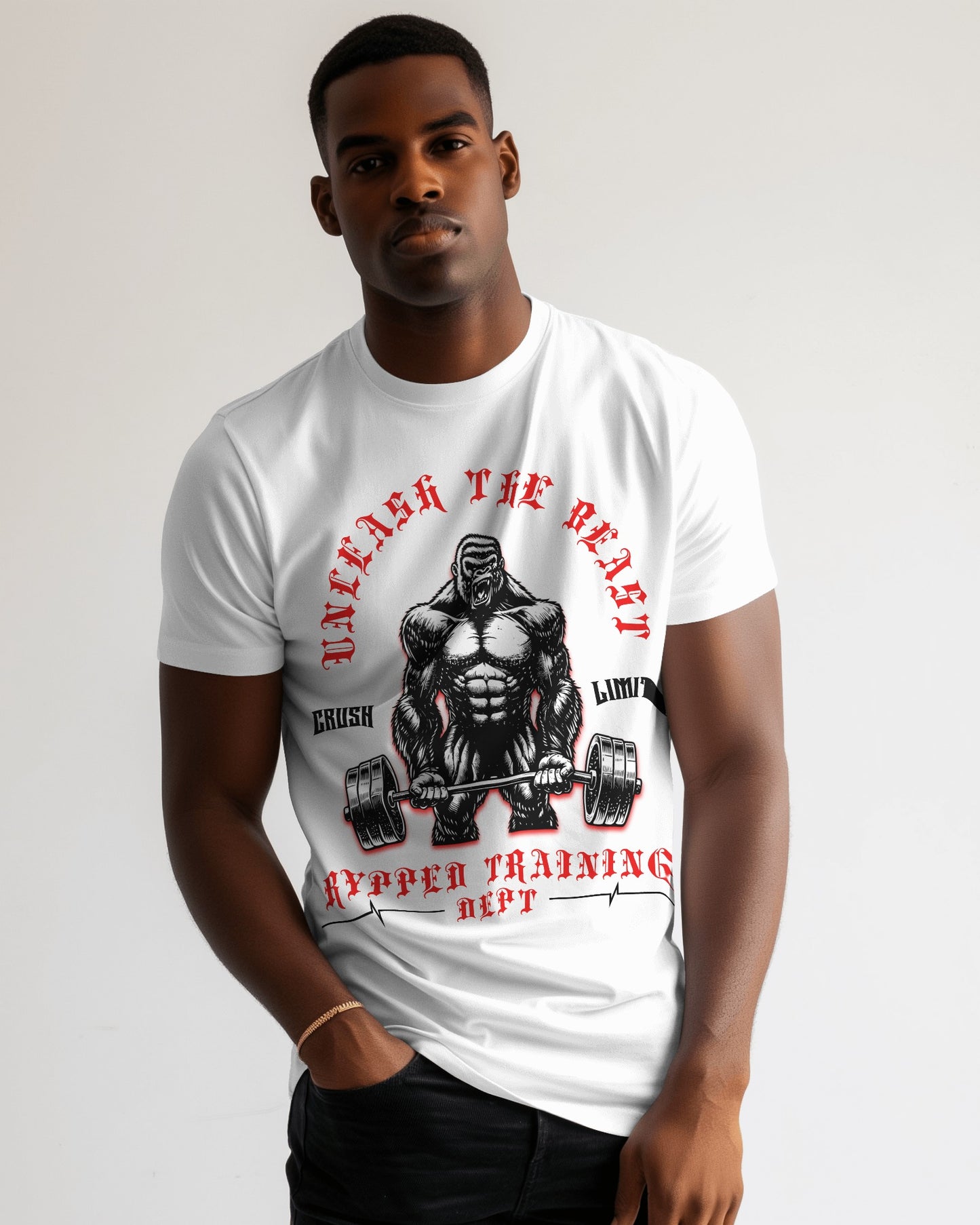 THE BEAST-MUSCLEFIT TSHIRT(WHITE)