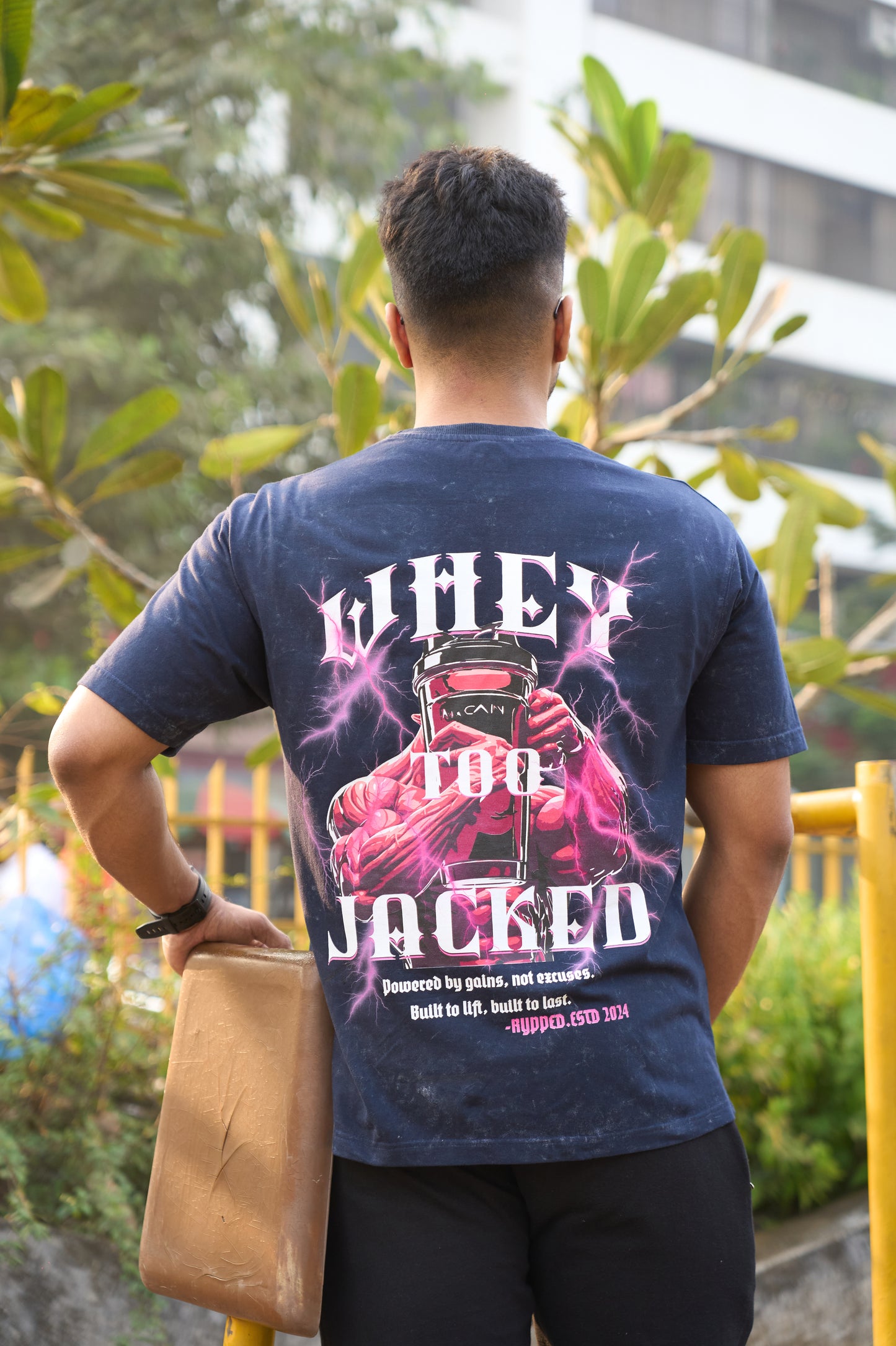WHEY TOO JACKED ACID WASH TSHIRT