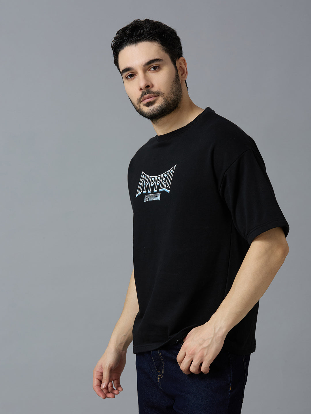 THE WINGS OF THE BRAVE- TERRY OVERSIZED TSHIRT(BLACK)