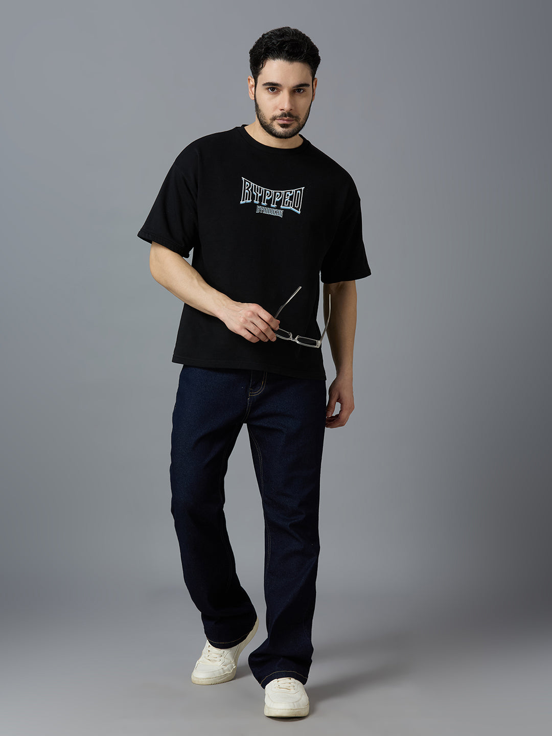 THE WINGS OF THE BRAVE- TERRY OVERSIZED TSHIRT(BLACK)