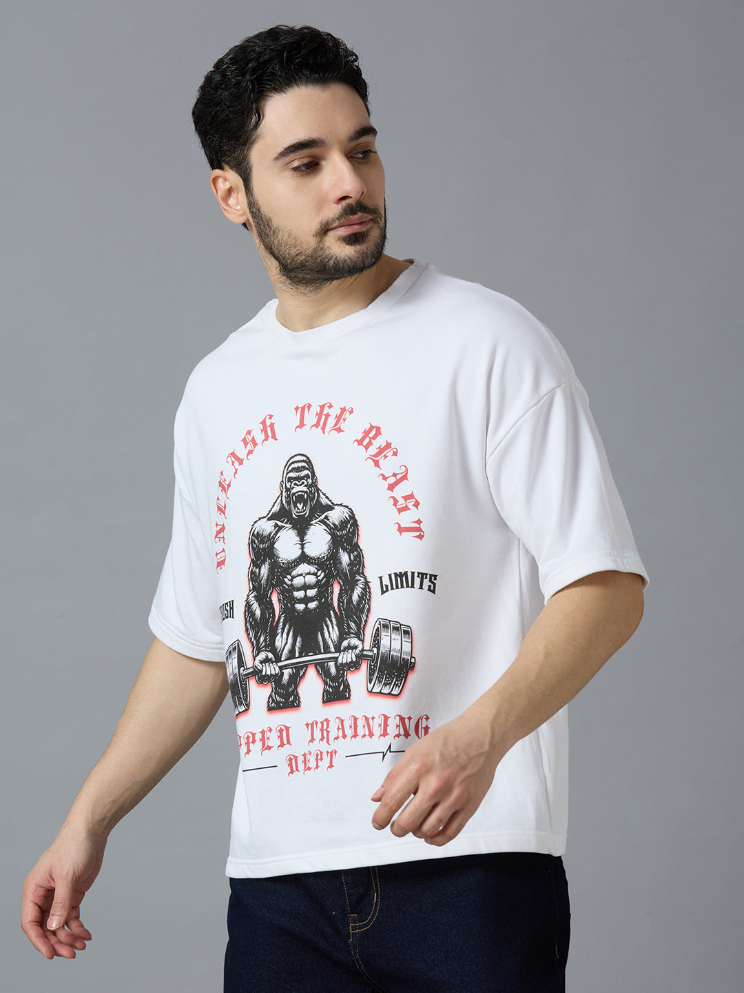THE BEAST- TERRY OVERSIZED TSHIRT(WHITE)