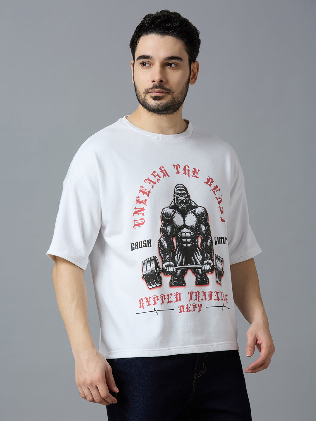 THE BEAST- TERRY OVERSIZED TSHIRT(WHITE)