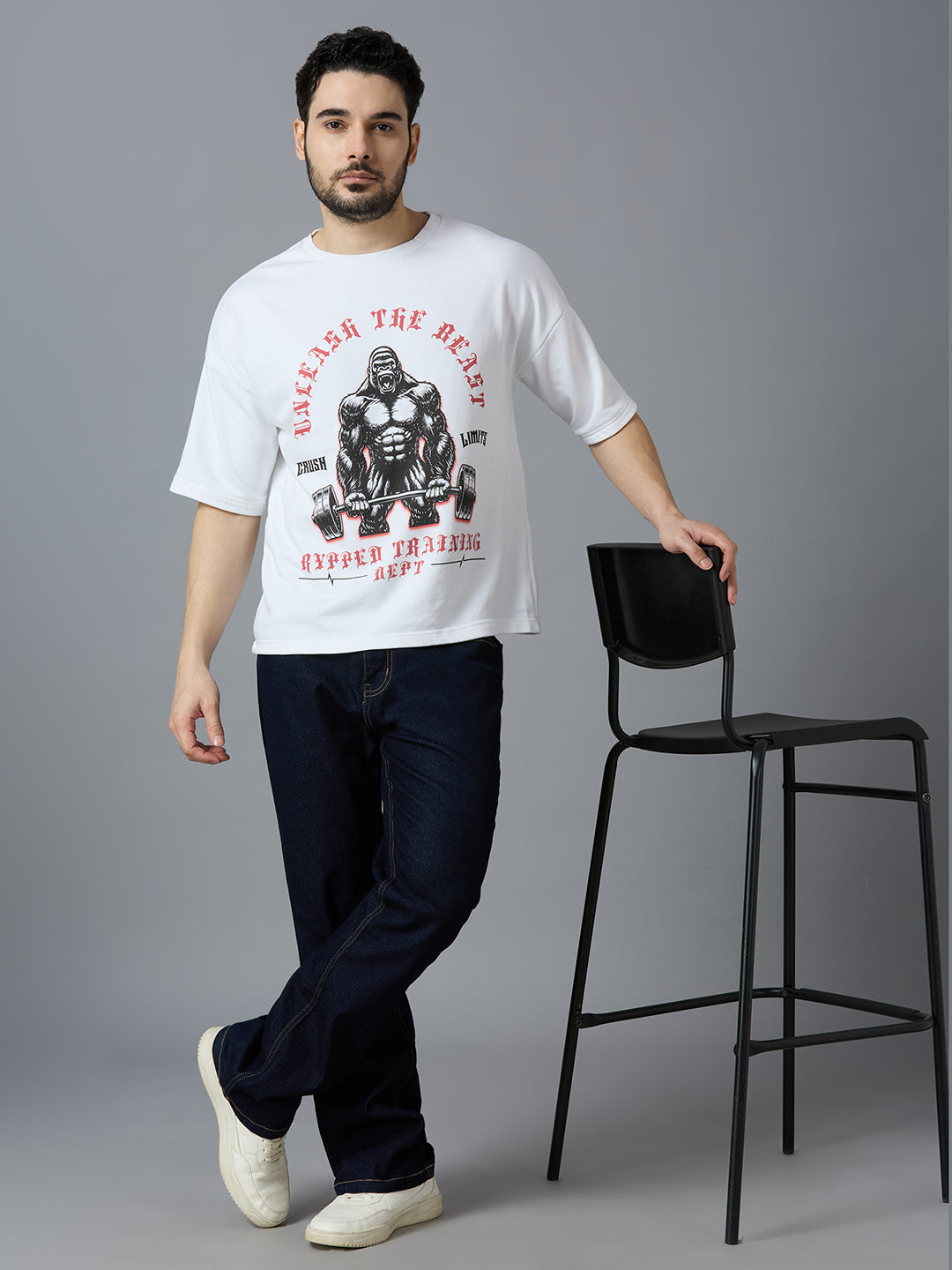 THE BEAST- TERRY OVERSIZED TSHIRT(WHITE)