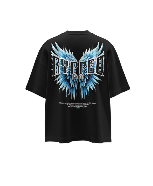 THE WINGS OF THE BRAVE- TERRY OVERSIZED TSHIRT(BLACK)
