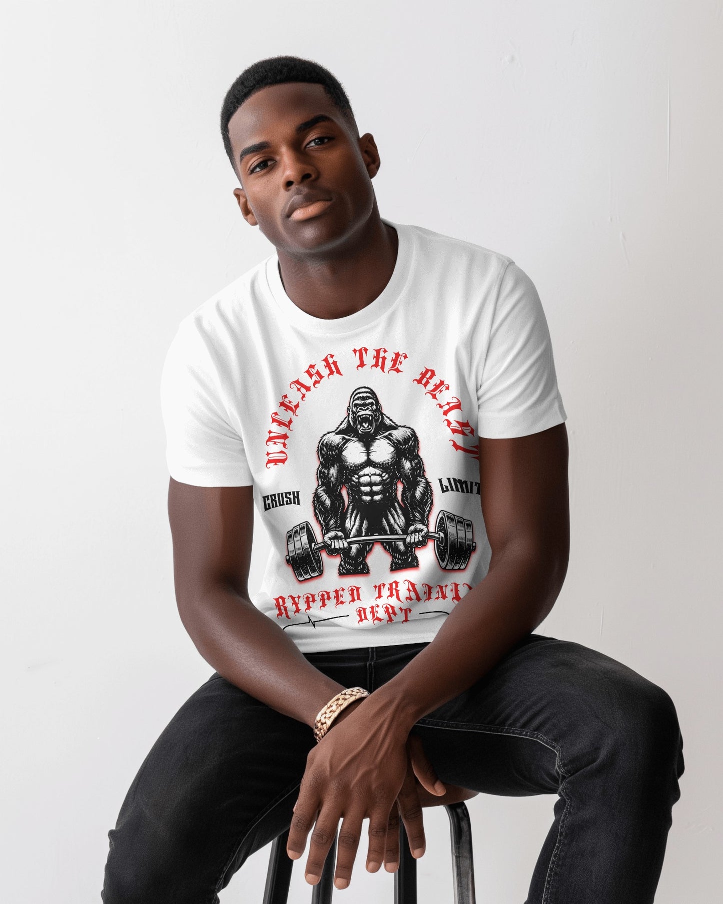 THE BEAST-MUSCLEFIT TSHIRT(WHITE)