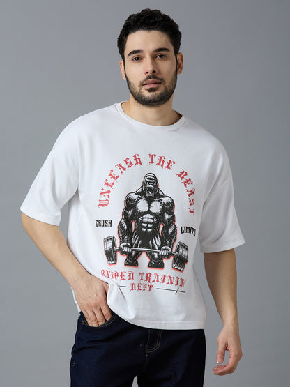 THE BEAST- TERRY OVERSIZED TSHIRT(WHITE)