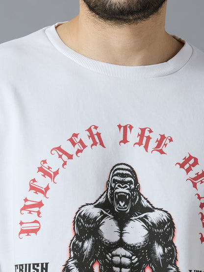THE BEAST- TERRY OVERSIZED TSHIRT(WHITE)